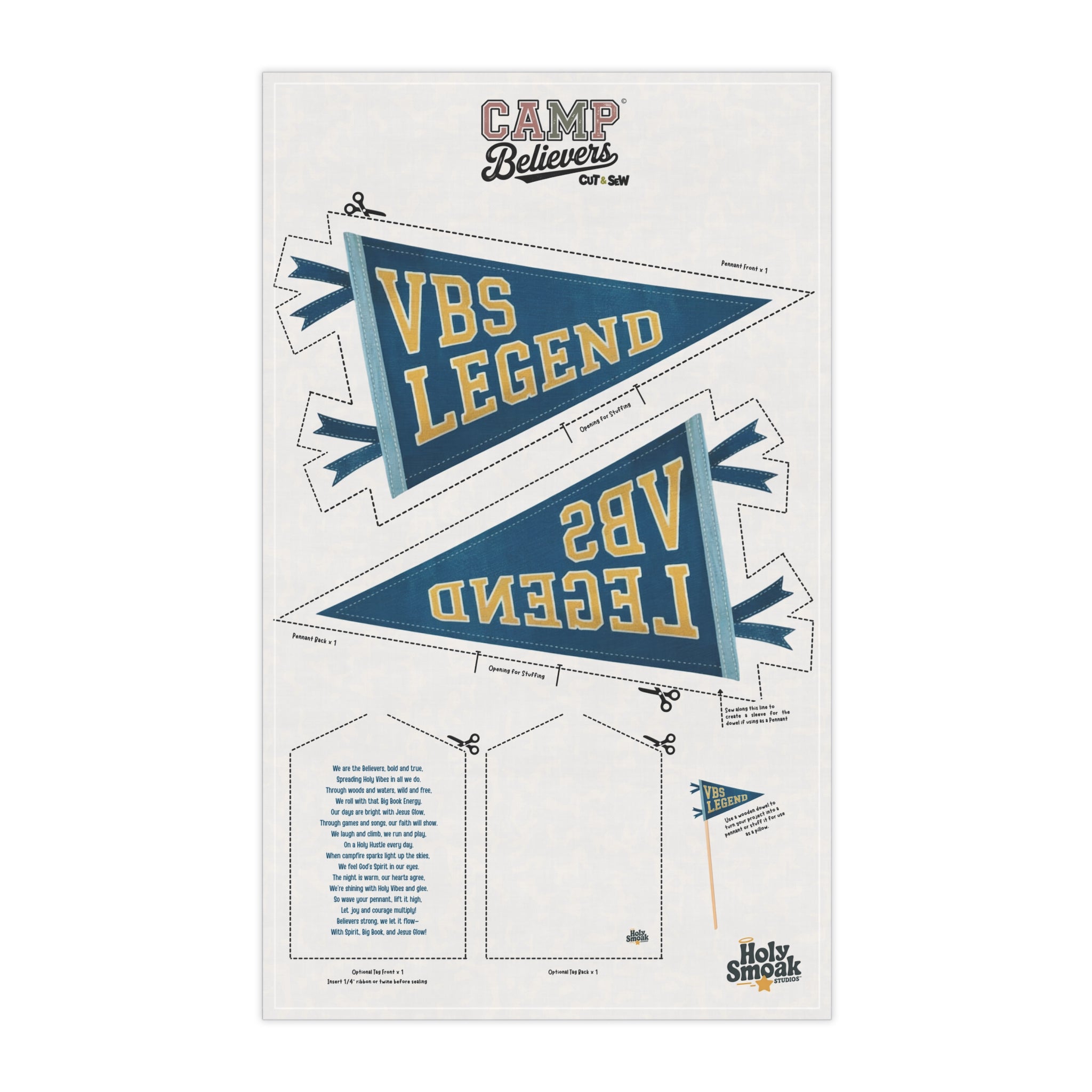 VBS Legend, Camp Believers VBS Cut & Sew Fabric Panel | Tea Towel