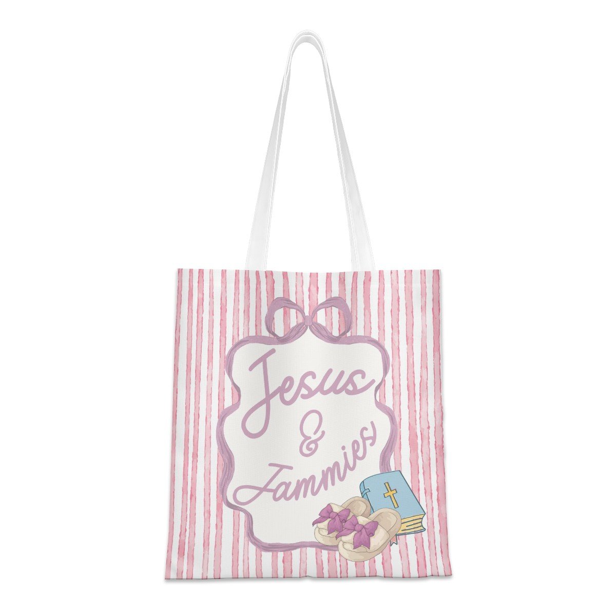 Jesus & Jammies Coquette Bible Study Tote Bag - Pink