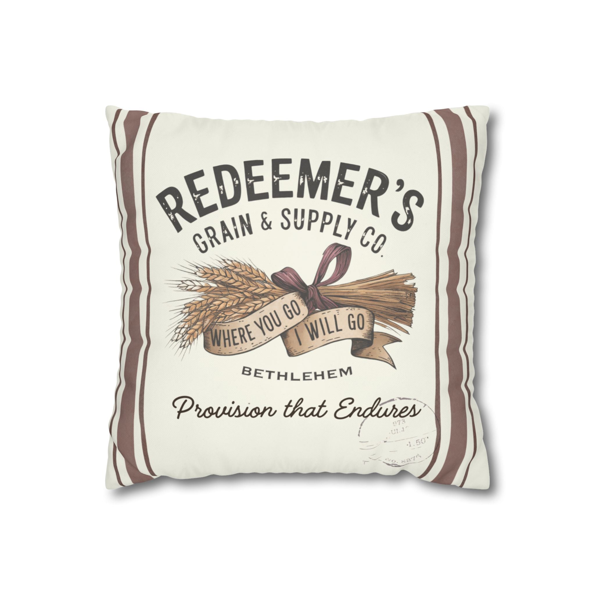 Redeemer’s Grain & Supply Throw Pillow Cover | Ruth & Boaz