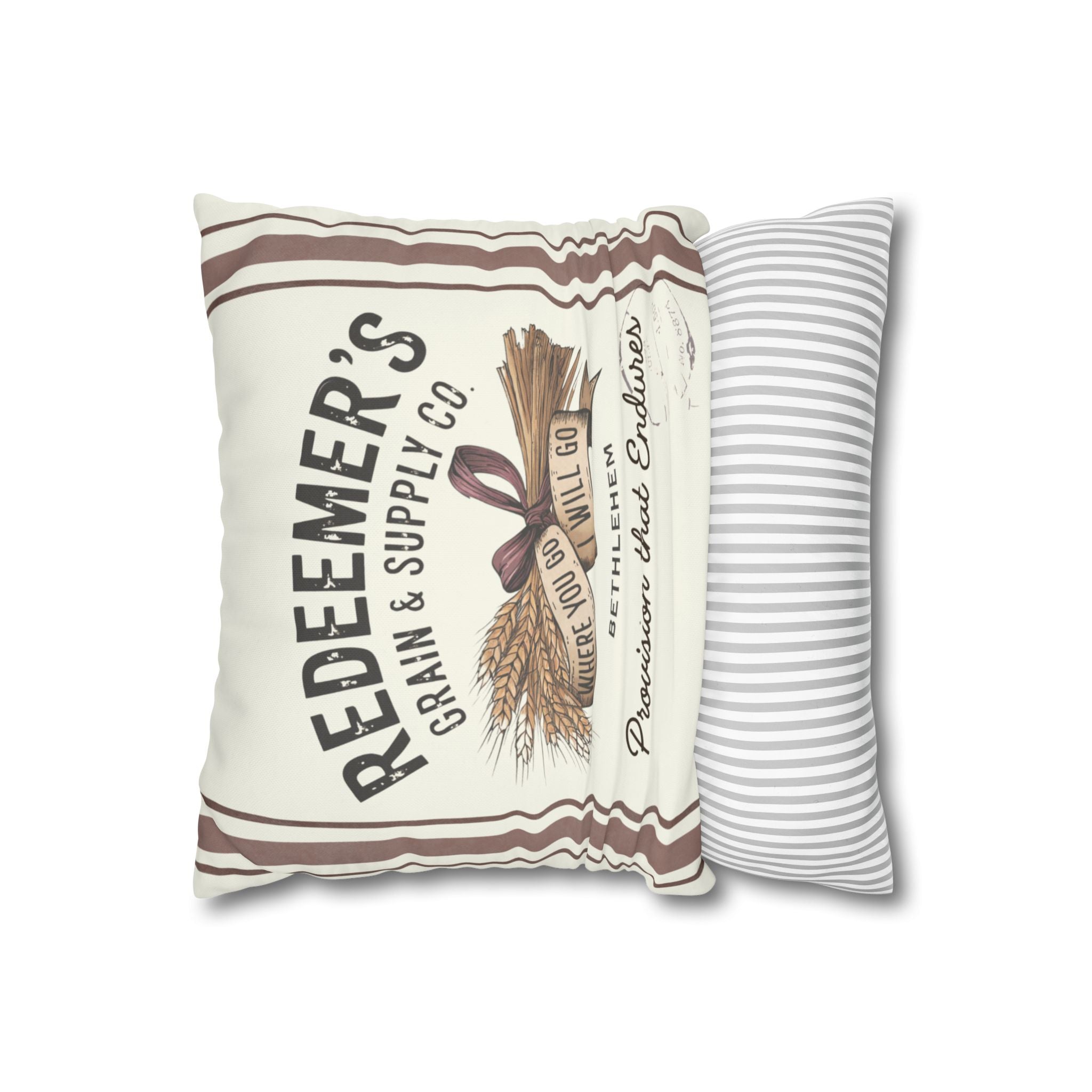 Redeemer’s Grain & Supply Throw Pillow Cover | Ruth & Boaz
