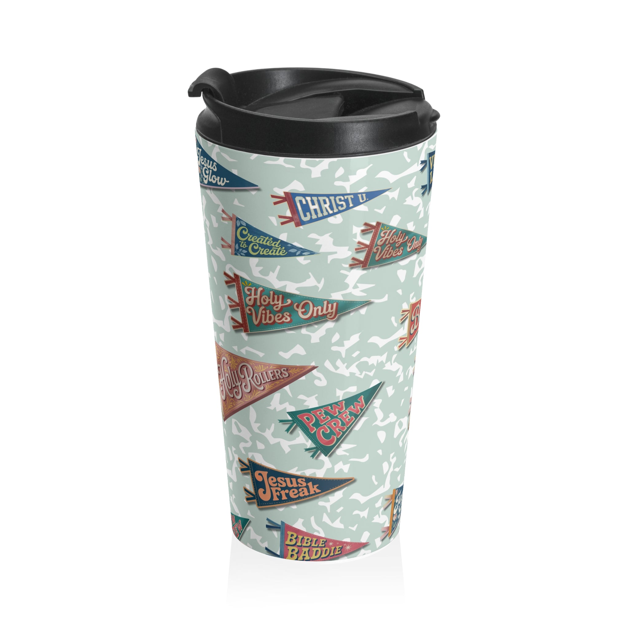 Camp Believers Pennant Stainless Steel Travel Mug - Mint