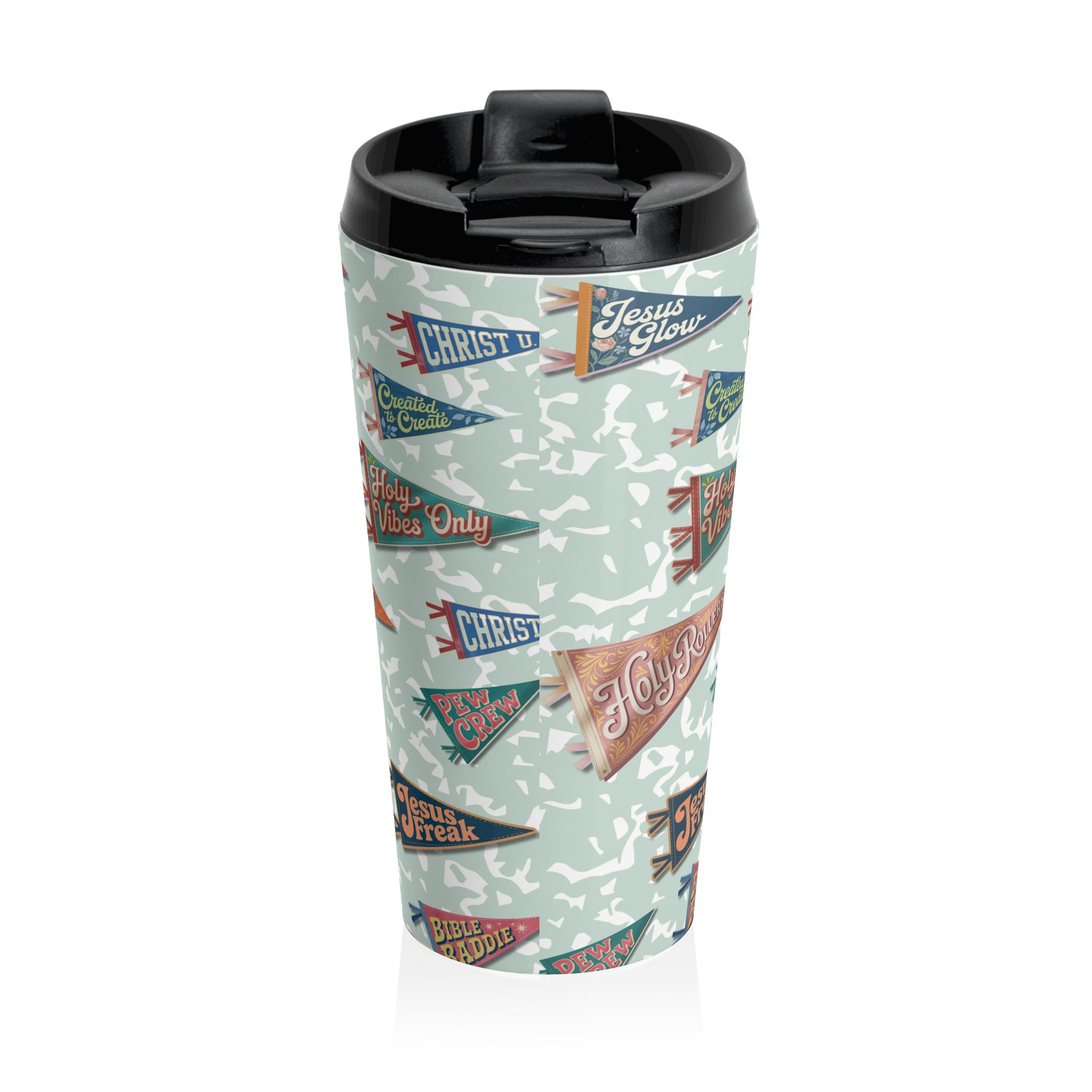 Camp Believers Pennant Stainless Steel Travel Mug - Mint