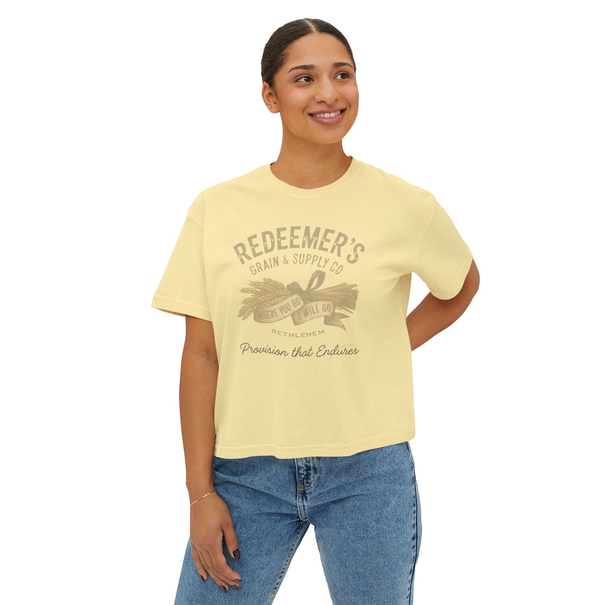 Redeemer’s Grain & Supply Christian Boxy T-Shirt | Ruth & Boaz