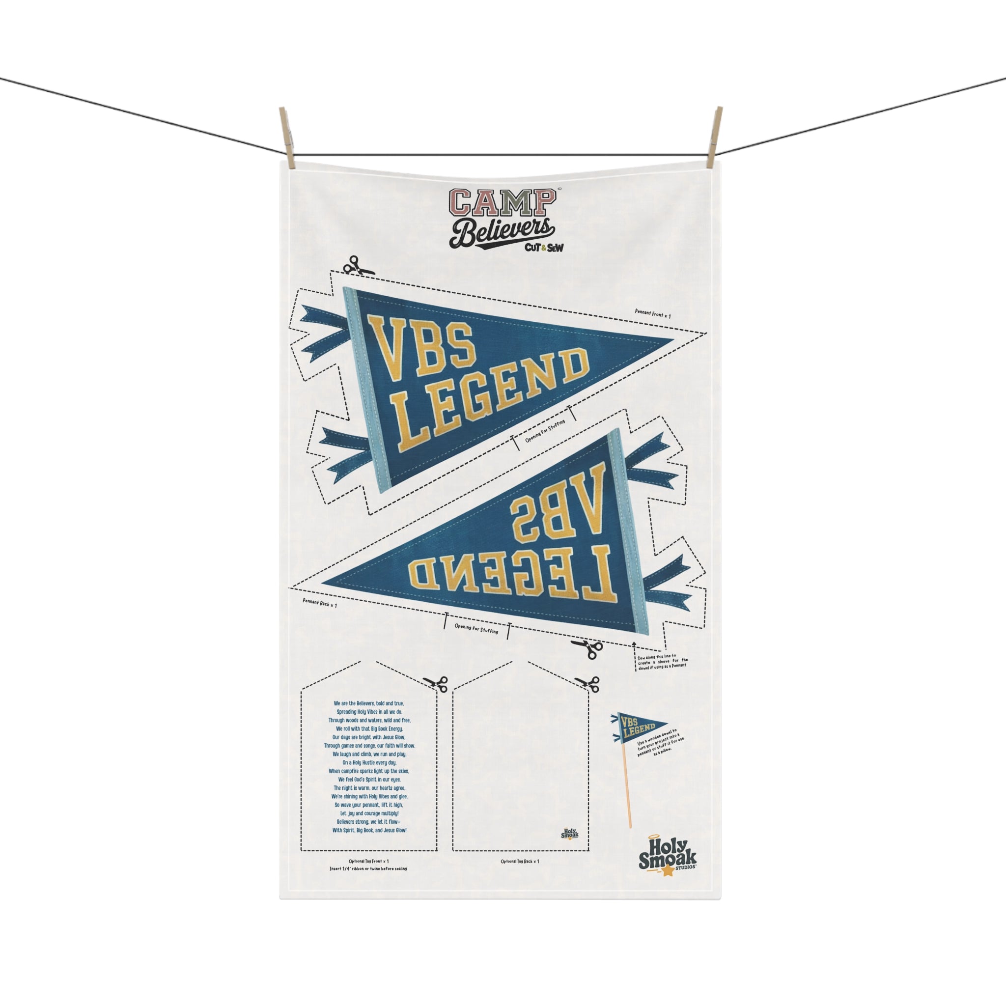VBS Legend, Camp Believers VBS Cut & Sew Fabric Panel | Tea Towel