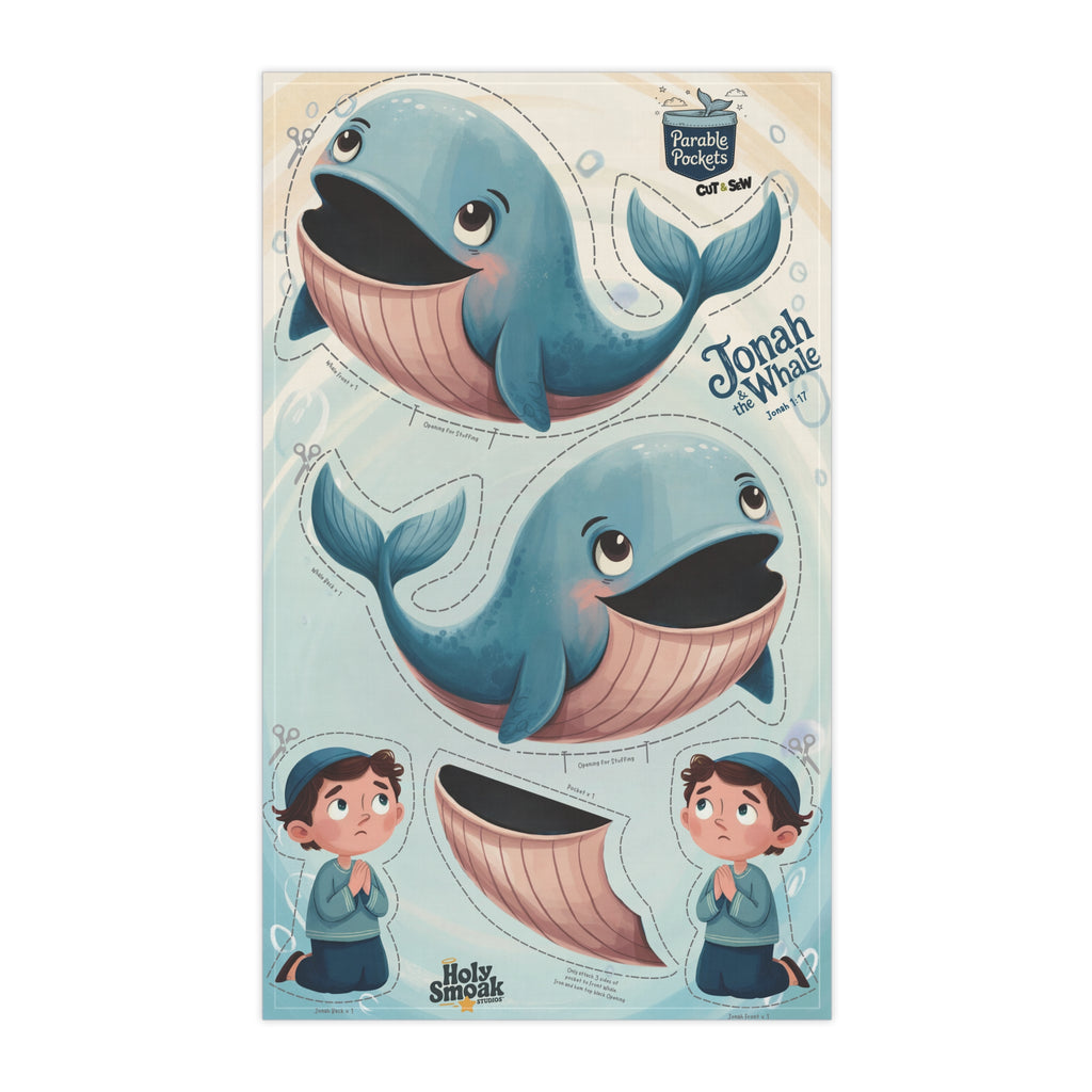 Jonah and the Whale Cut & Sew Fabric Panel | Tea Towel