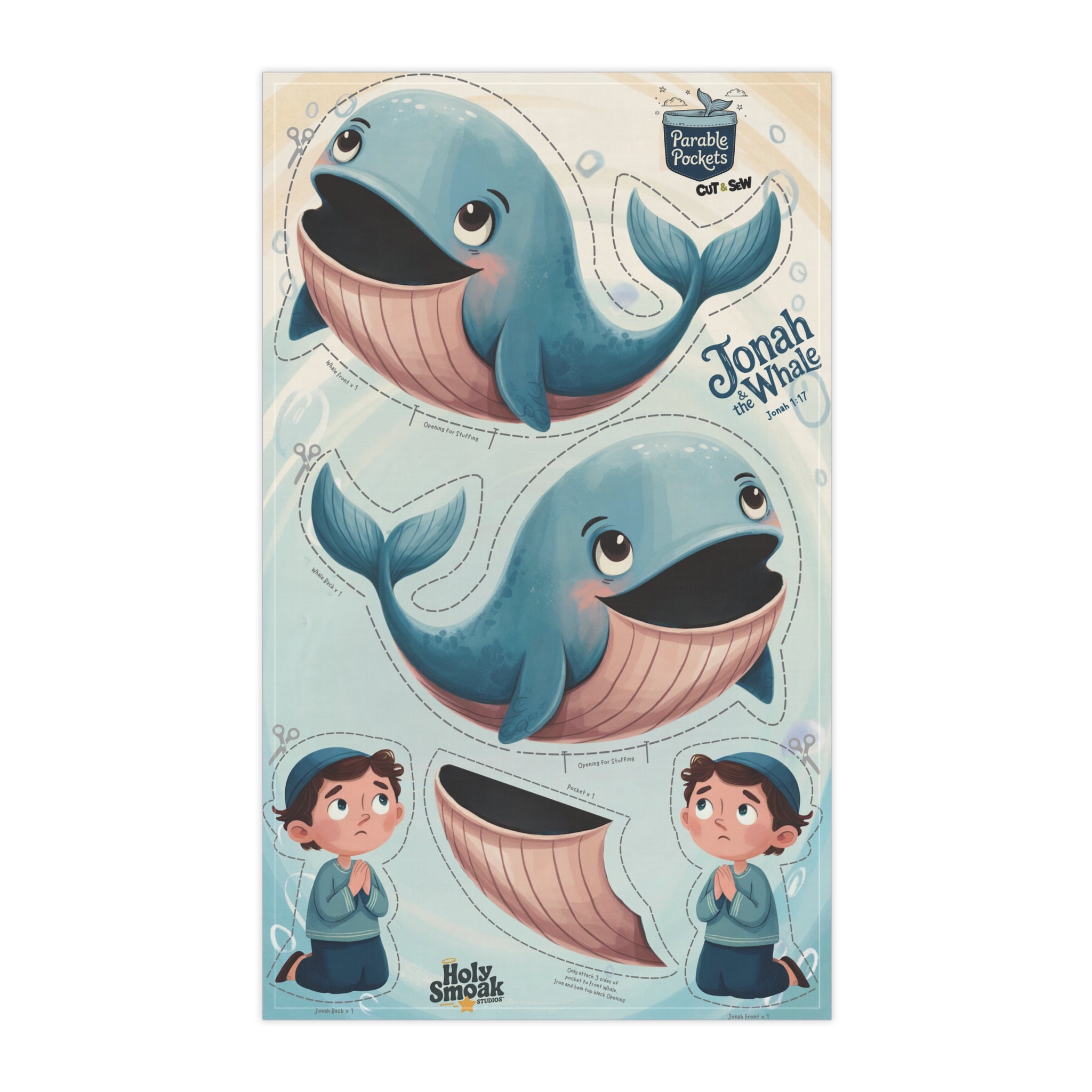 Jonah and the Whale Cut & Sew Fabric Panel | Tea Towel