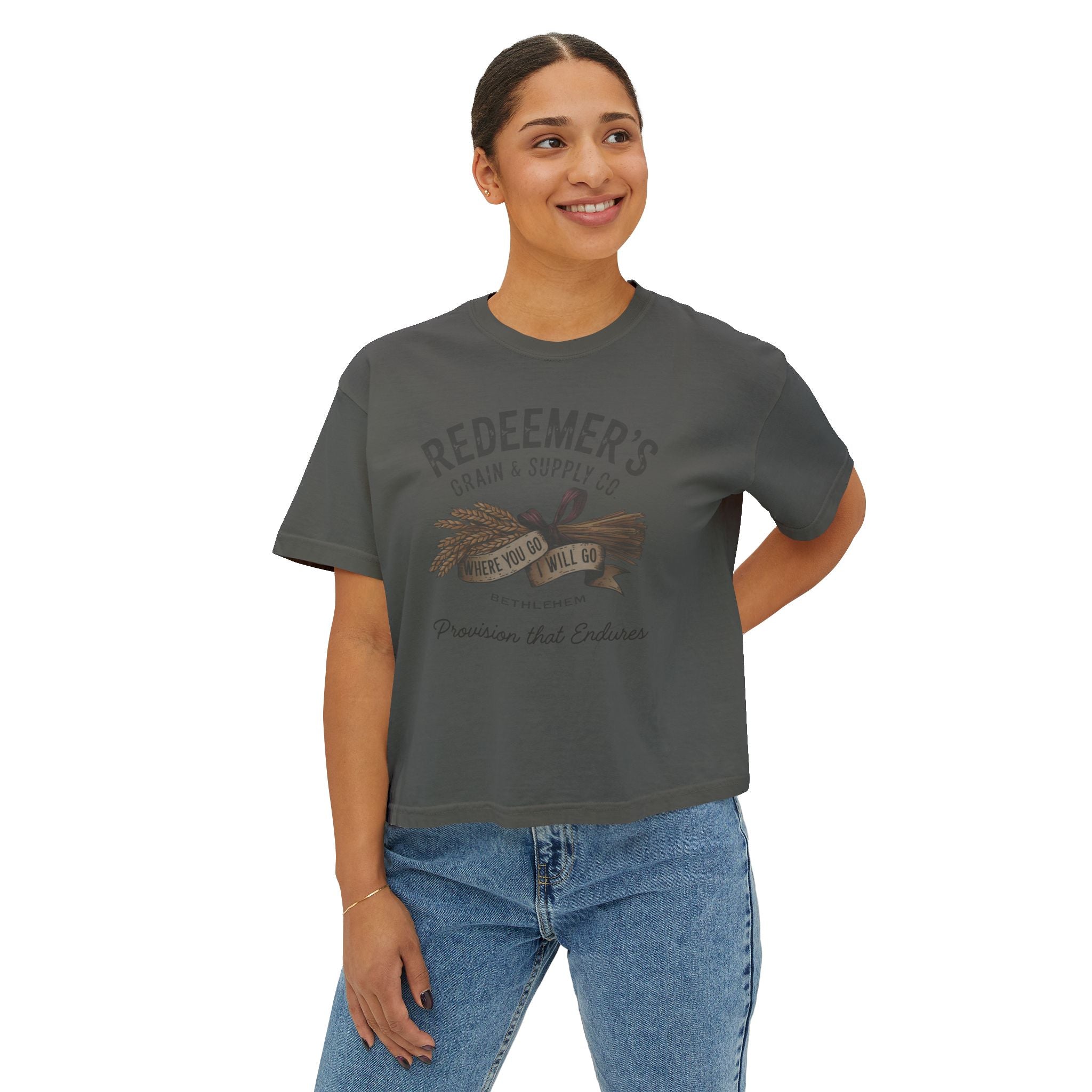 Redeemer’s Grain & Supply Christian Boxy T-Shirt | Ruth & Boaz