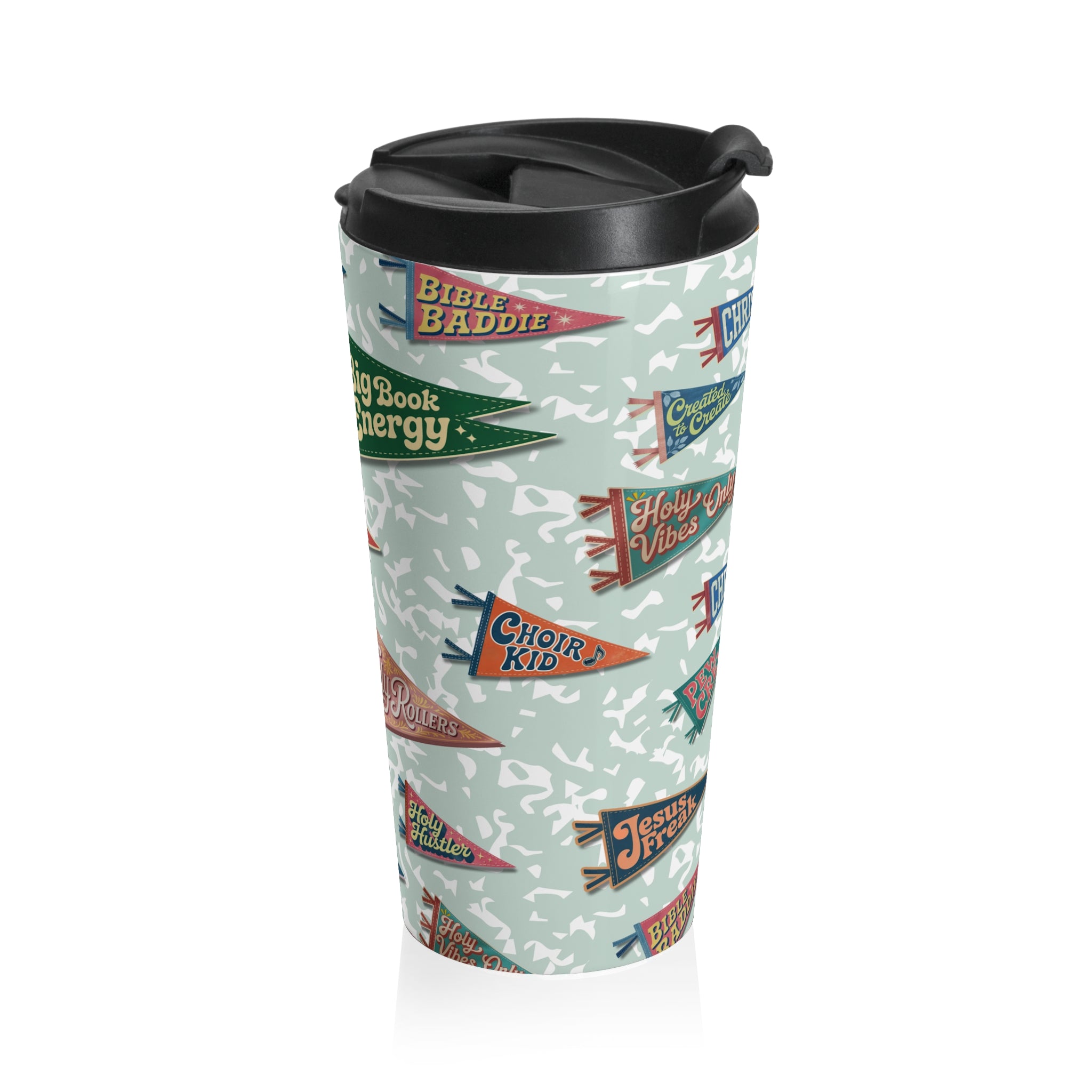 Camp Believers Pennant Stainless Steel Travel Mug - Mint