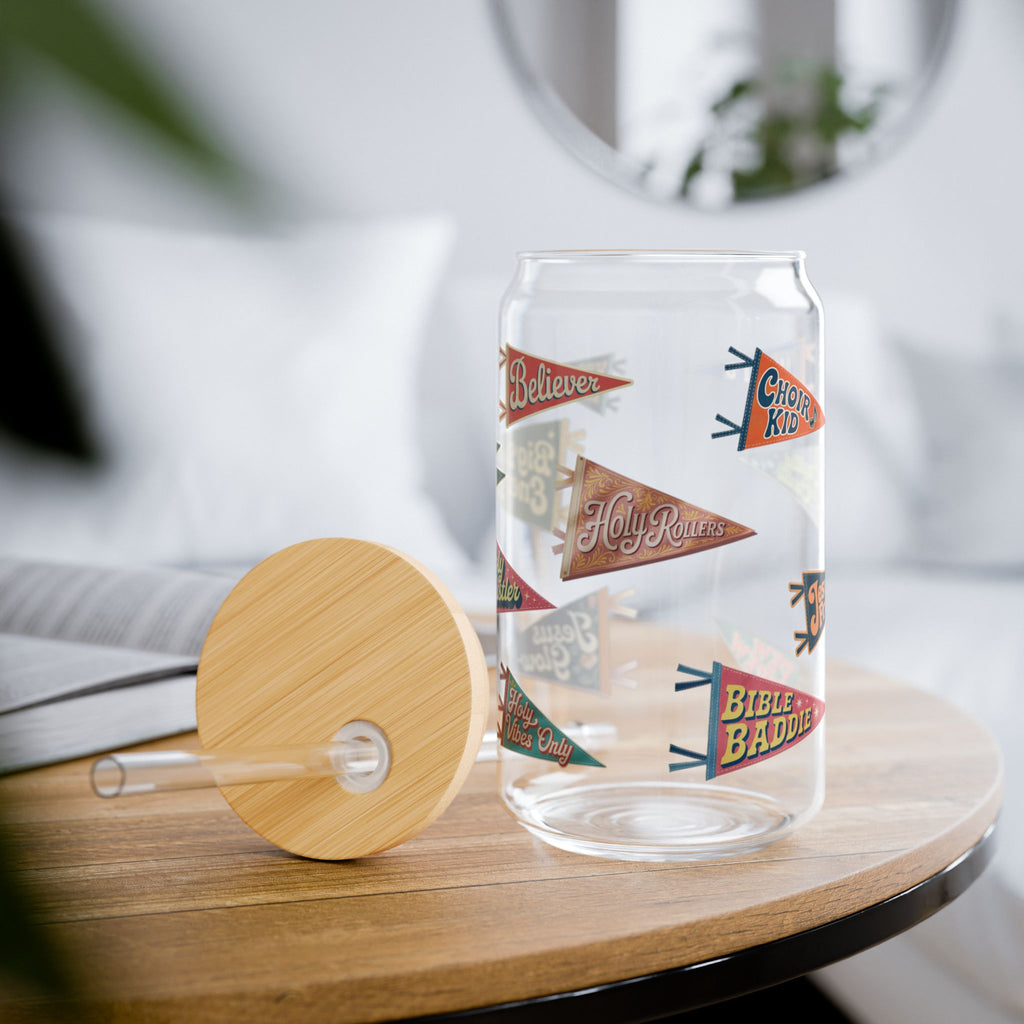 Faith Pennant Soda Can Sipper Glass, 16oz