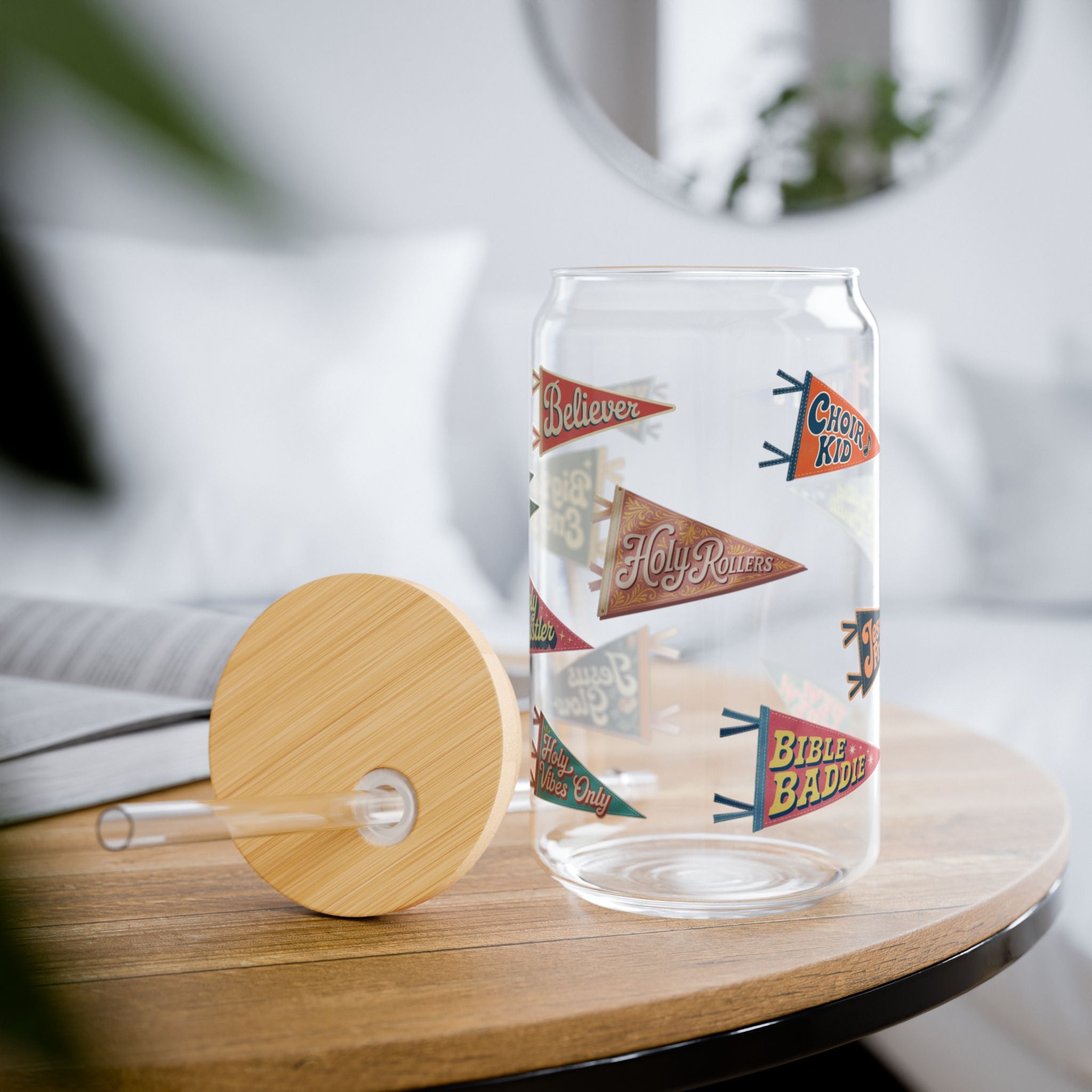 Faith Pennant Soda Can Sipper Glass, 16oz