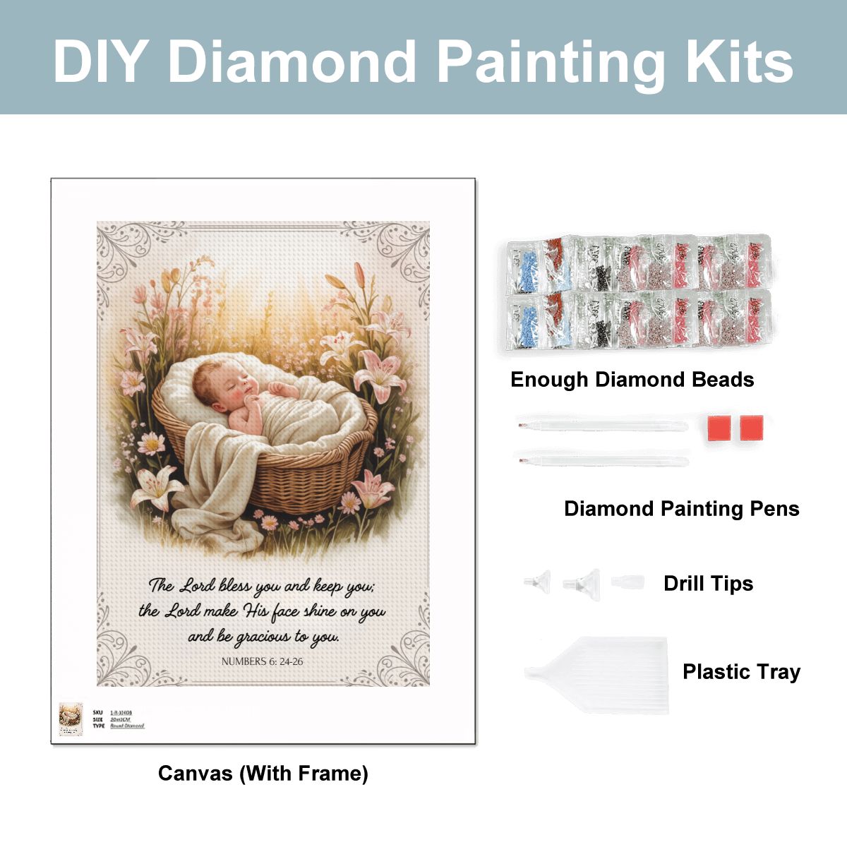 New Baby / Baptism Diamond Art Painting Kit