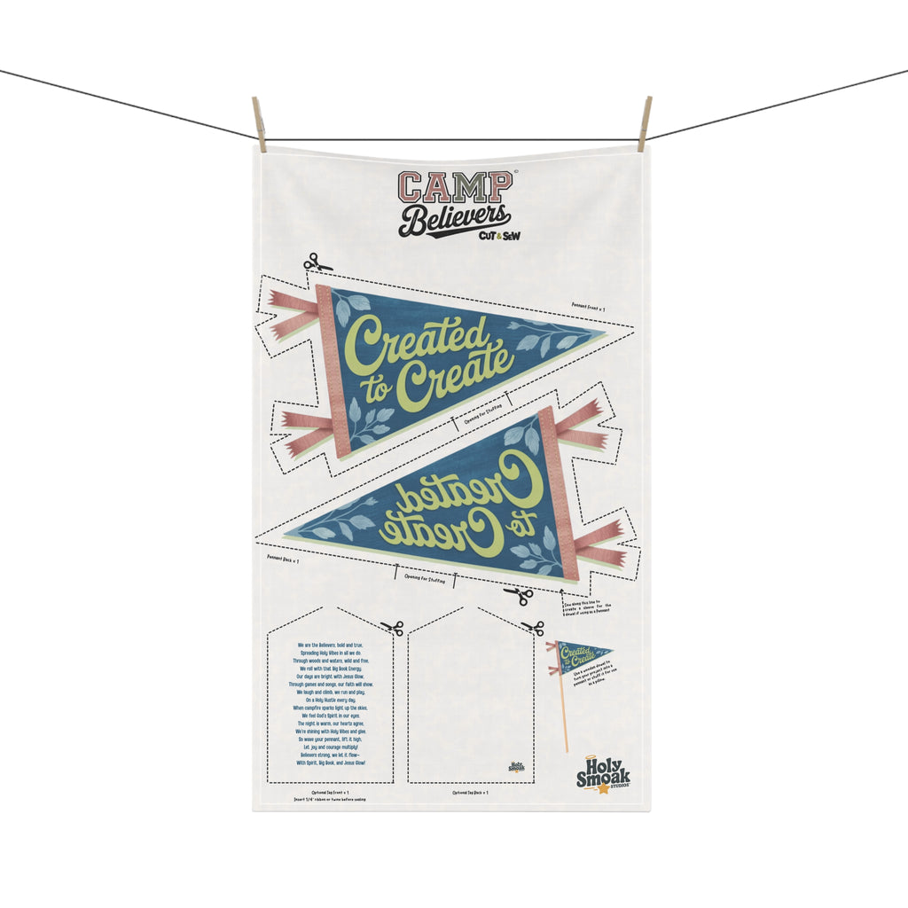 Created To Create, Camp Believers VBS Cut & Sew Fabric Panel | Tea Towel