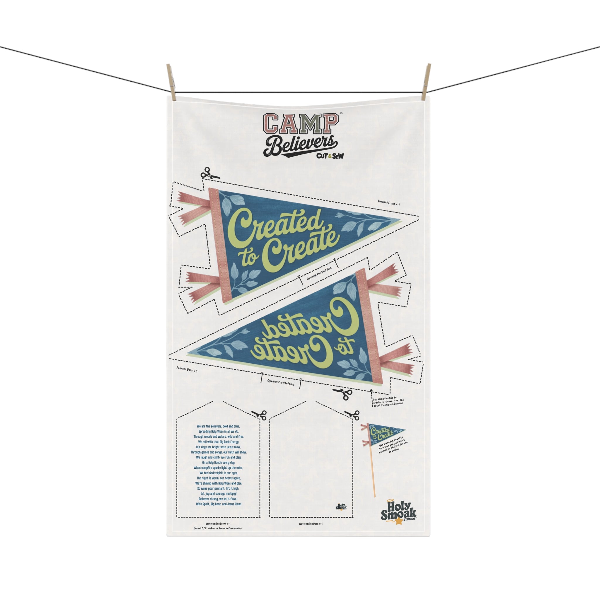 Created To Create, Camp Believers VBS Cut & Sew Fabric Panel | Tea Towel