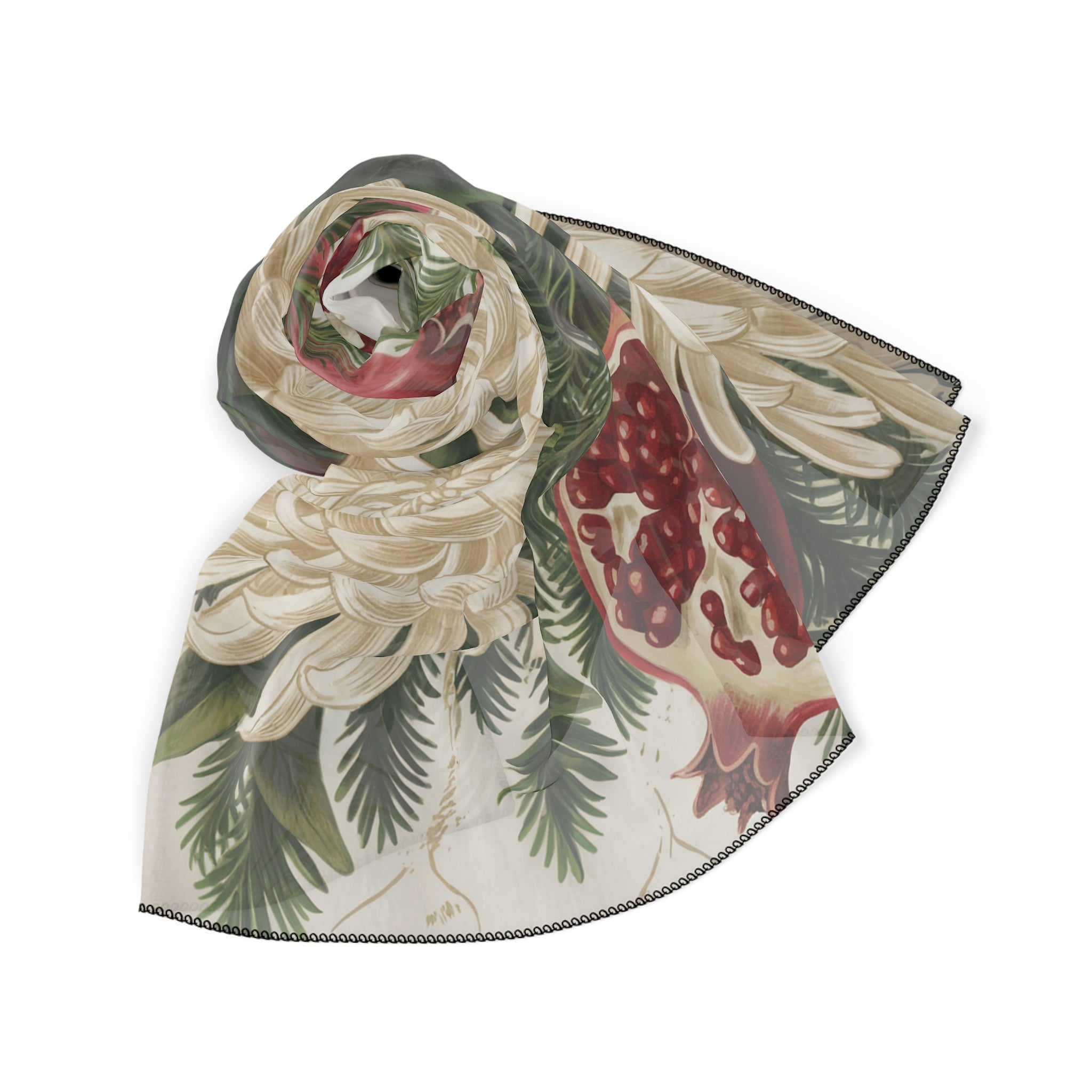 Fall, Holiday, Liturgical Scarf | Vintage Pomegranate Design | Winter Fashion Accessory, Gift for Her, Seasonal Style