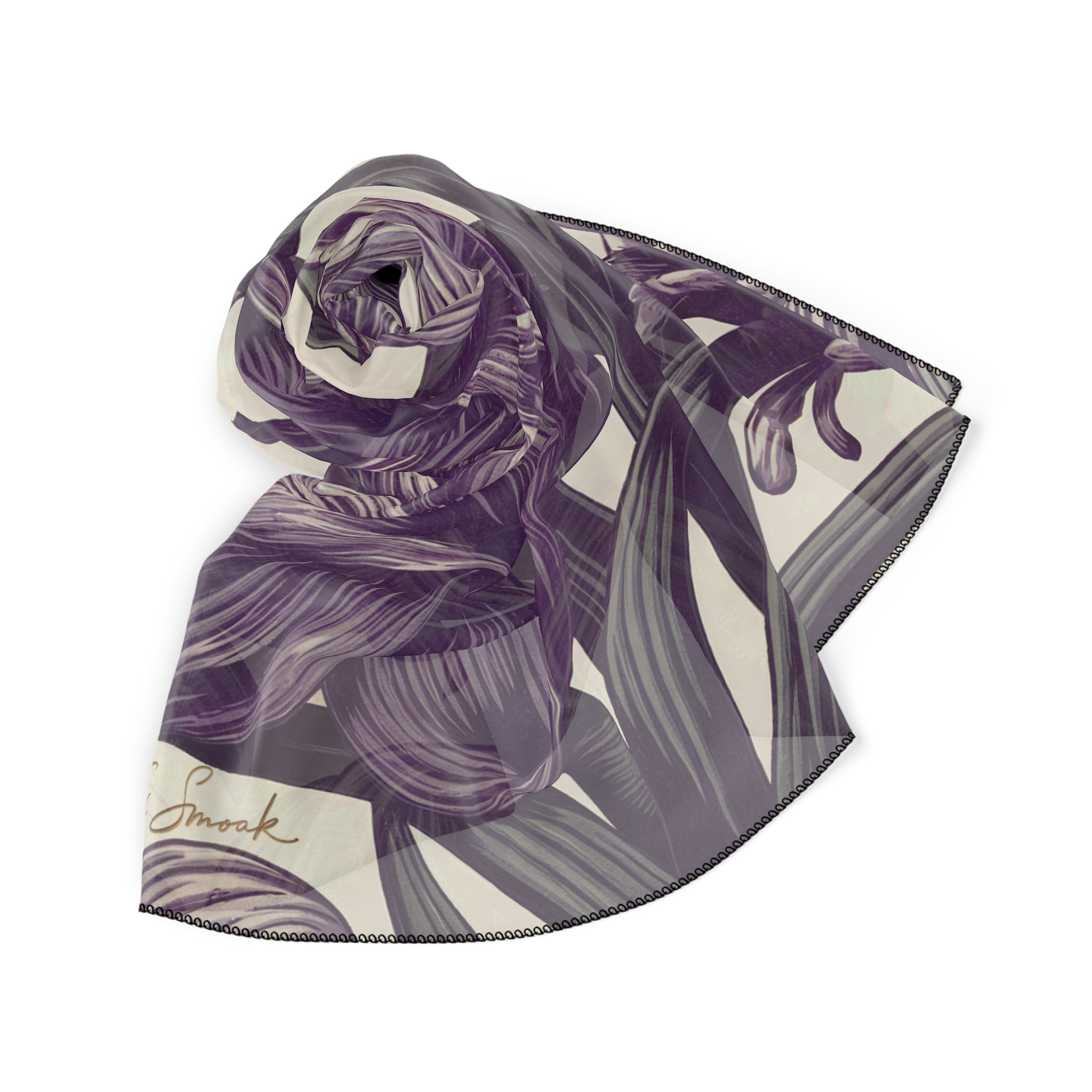 Elegant Floral Poly Scarf - Blooming Purple Design, Perfect for Spring Fashion, Gift for Her, Accessory for Dressy Occasions