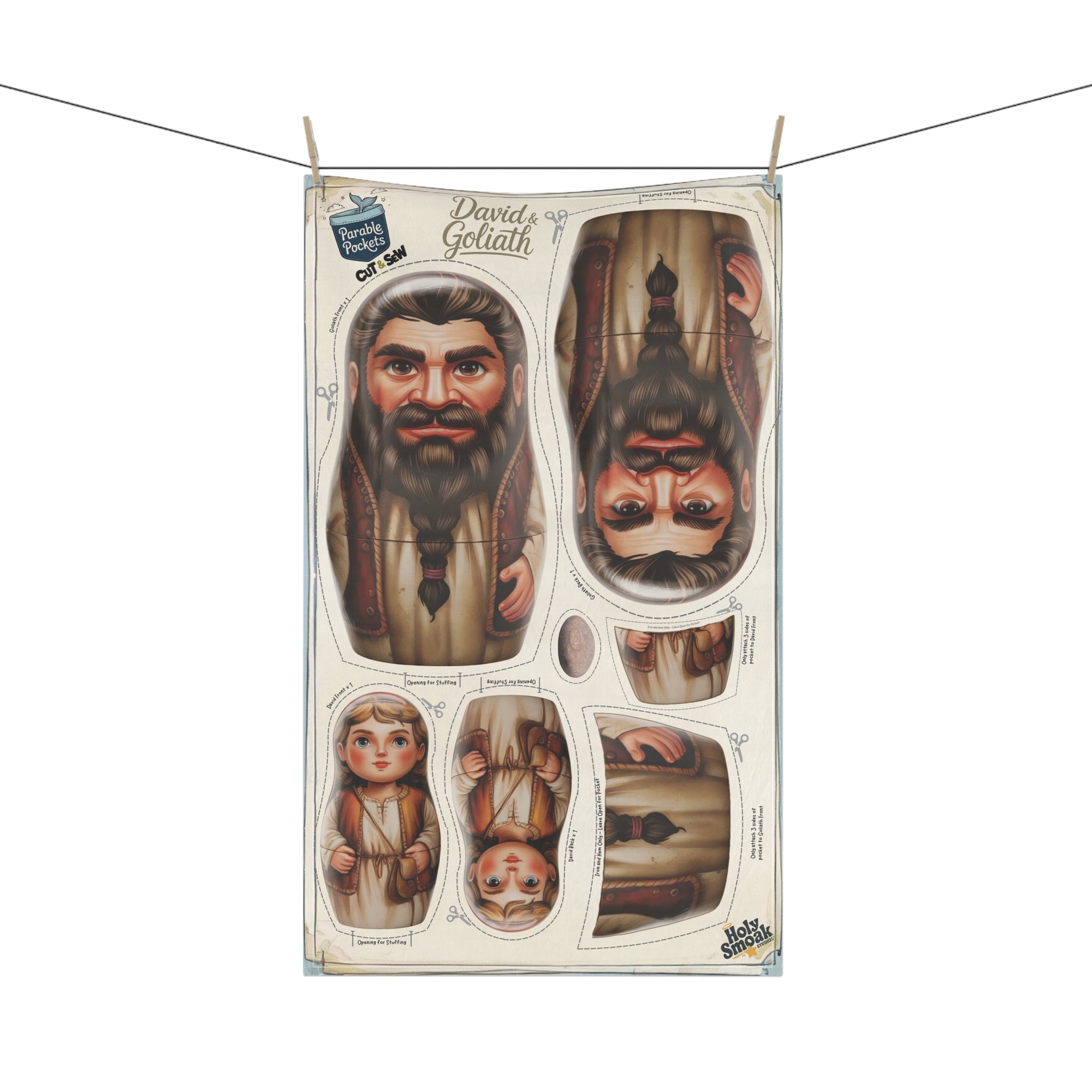 David & Goliath Cut & Sew Fabric Panel | Tea Towel