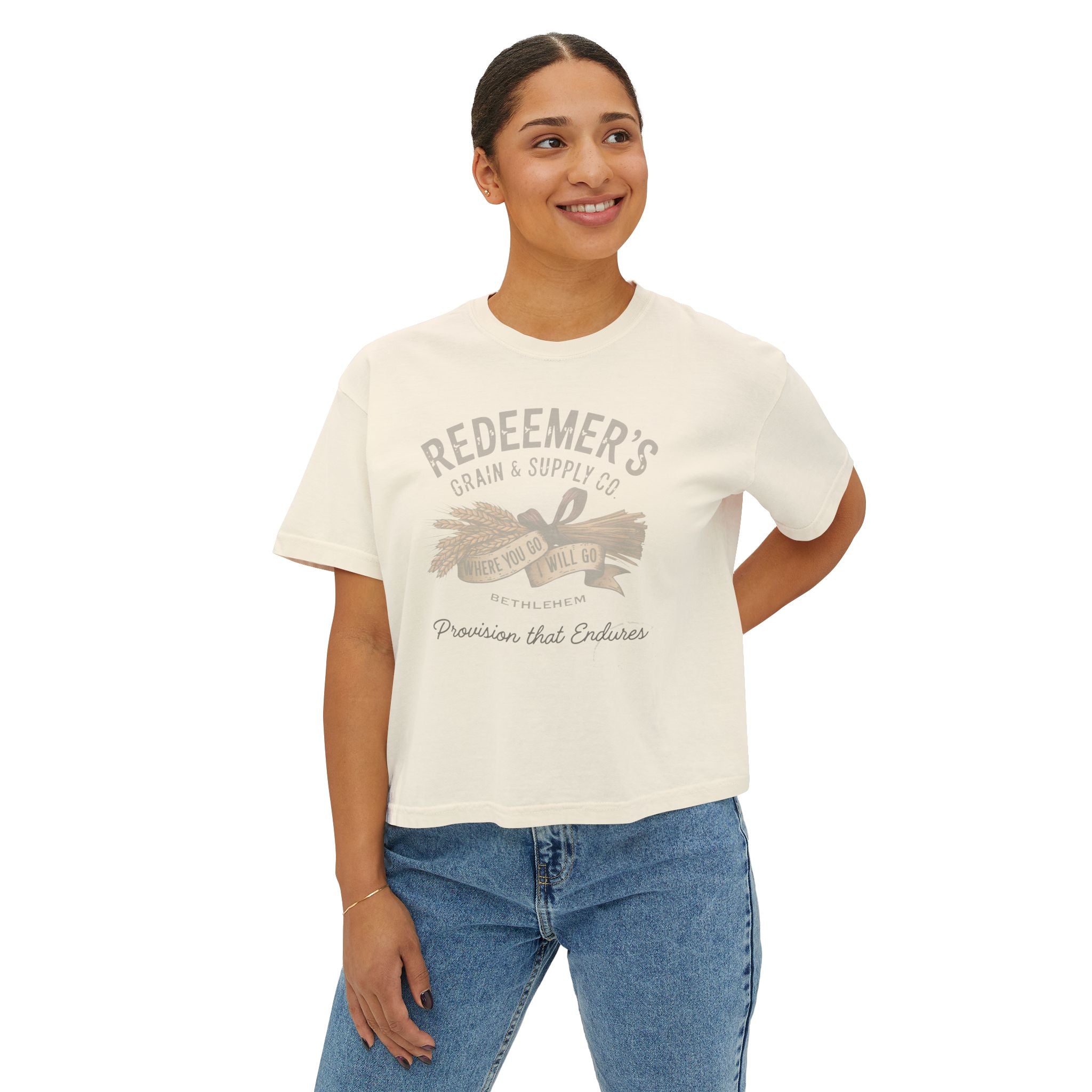 Redeemer’s Grain & Supply Christian Boxy T-Shirt | Ruth & Boaz