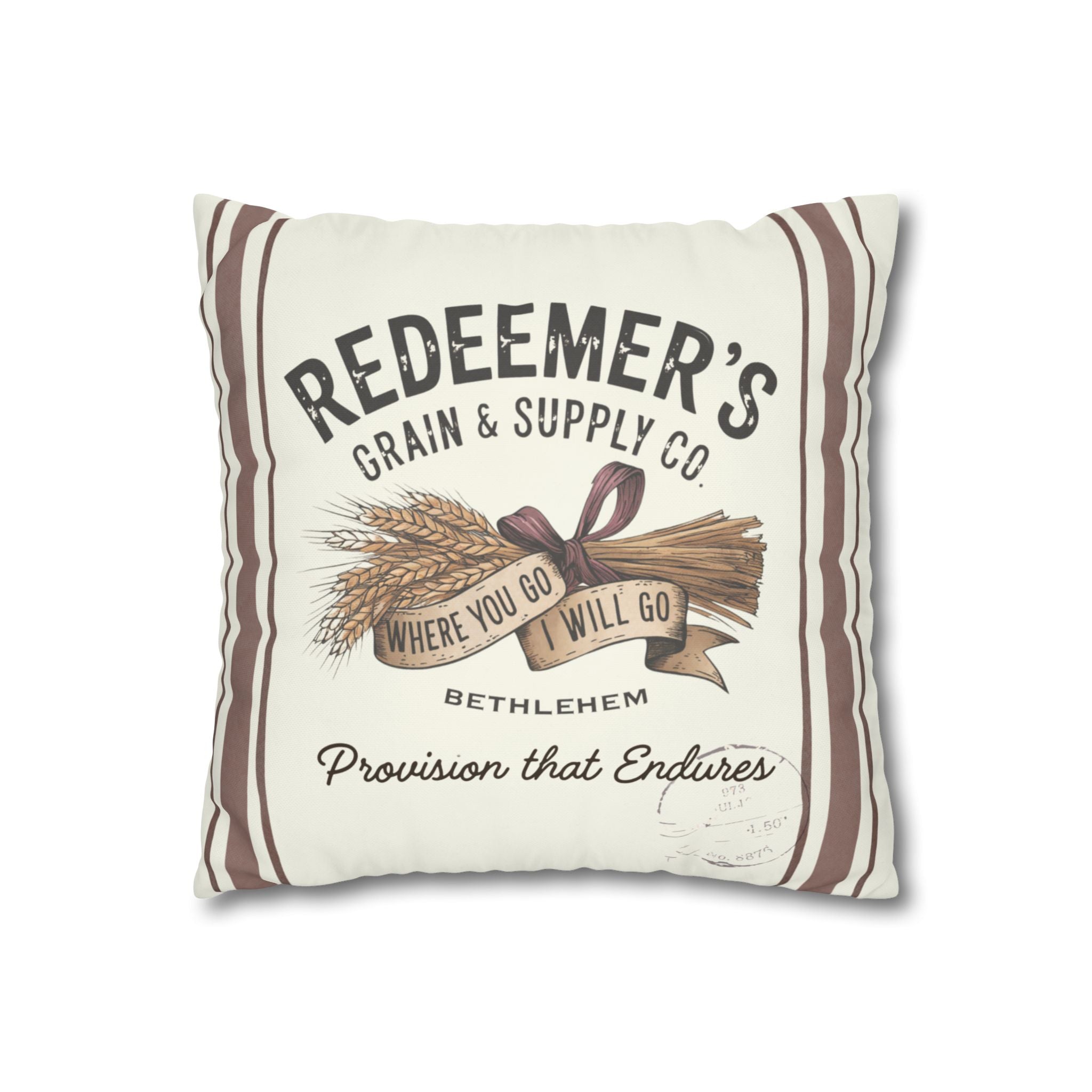 Redeemer’s Grain & Supply Throw Pillow Cover | Ruth & Boaz