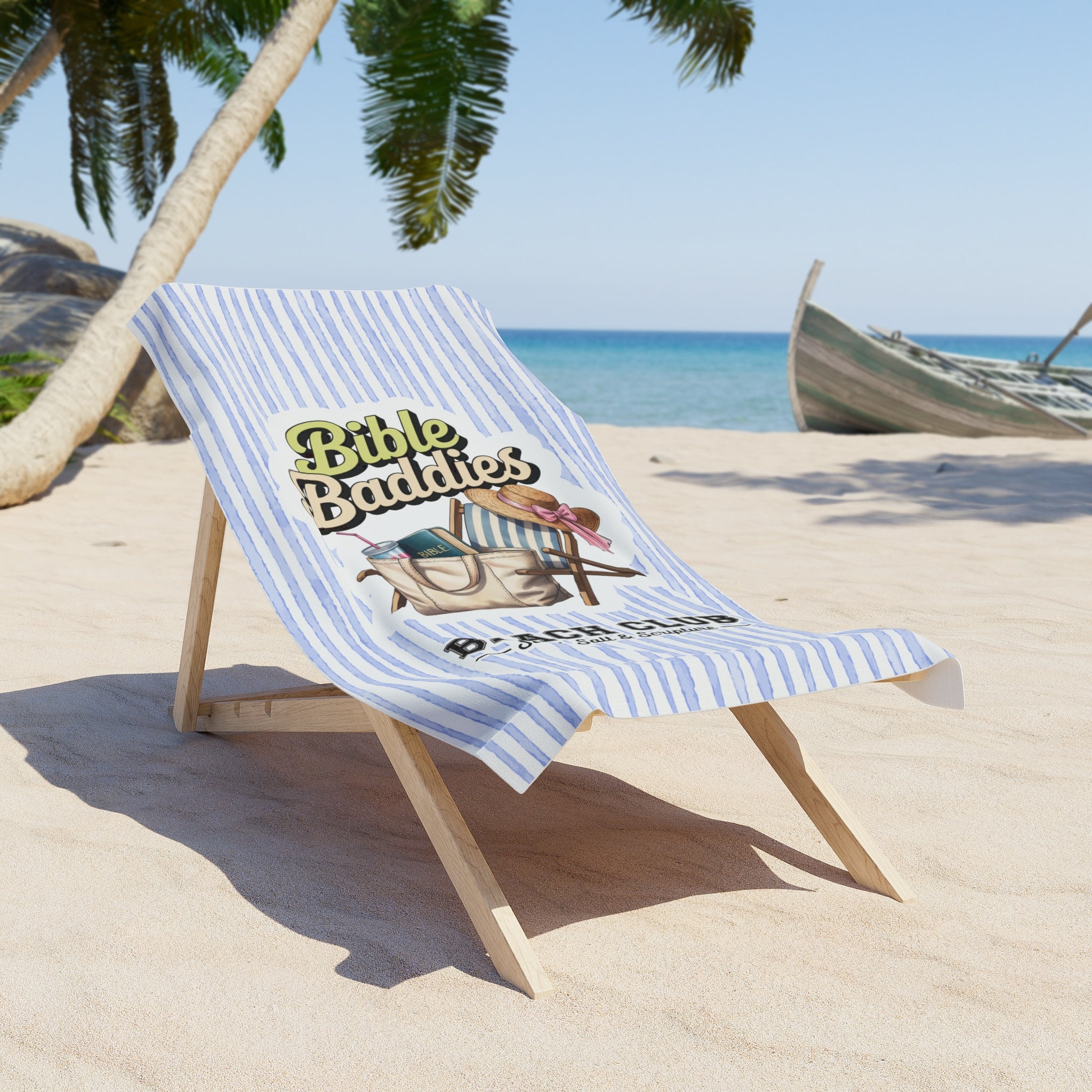 Bible Baddies Beach Club Coquette Beach Towel - Blue