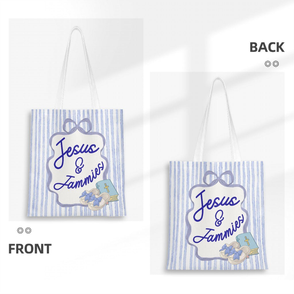 Jesus & Jammies Coquette Bible Study Tote Bag - Blue