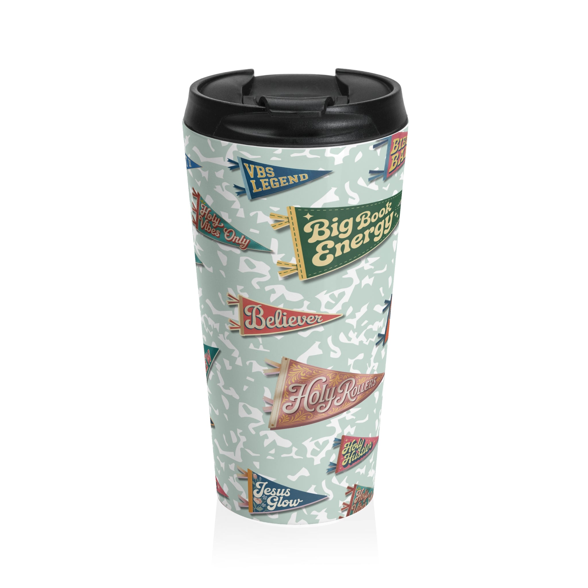Camp Believers Pennant Stainless Steel Travel Mug - Mint