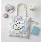 Jesus & Jammies Coquette Bible Study Tote Bag - Blue