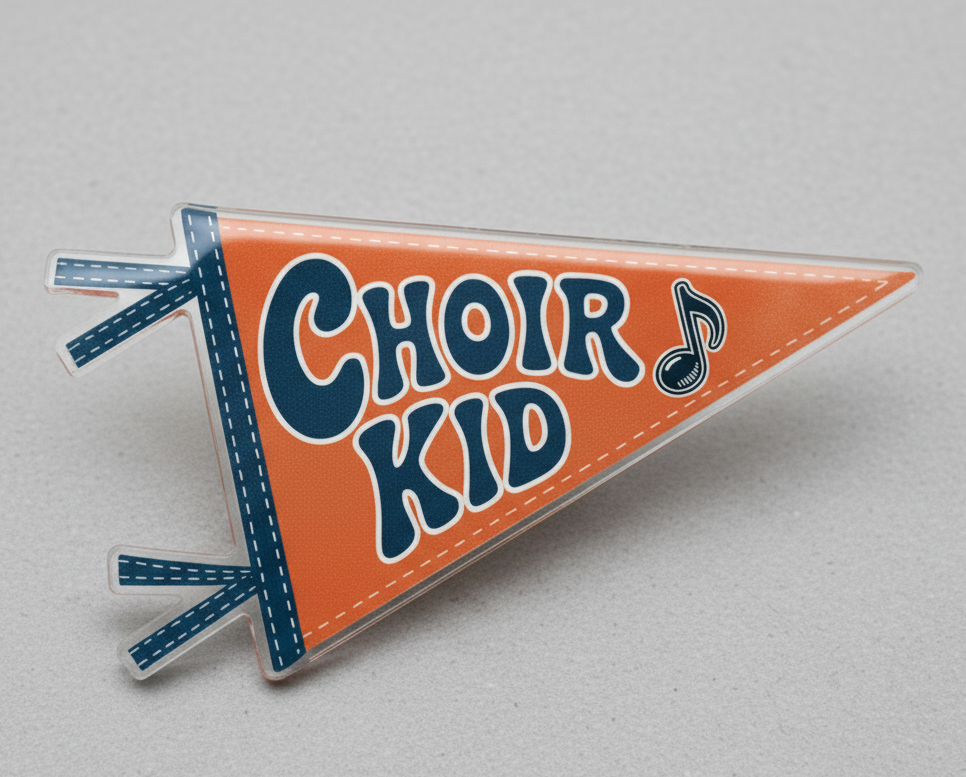 Pennant flag with 'Choir Kid' text on a gray background