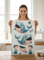 Jonah and the Whale Cut & Sew Fabric Panel | Tea Towel