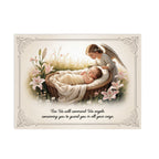 Decorative Diamond Art with an angel and baby, surrounded by flowers, on a white background.