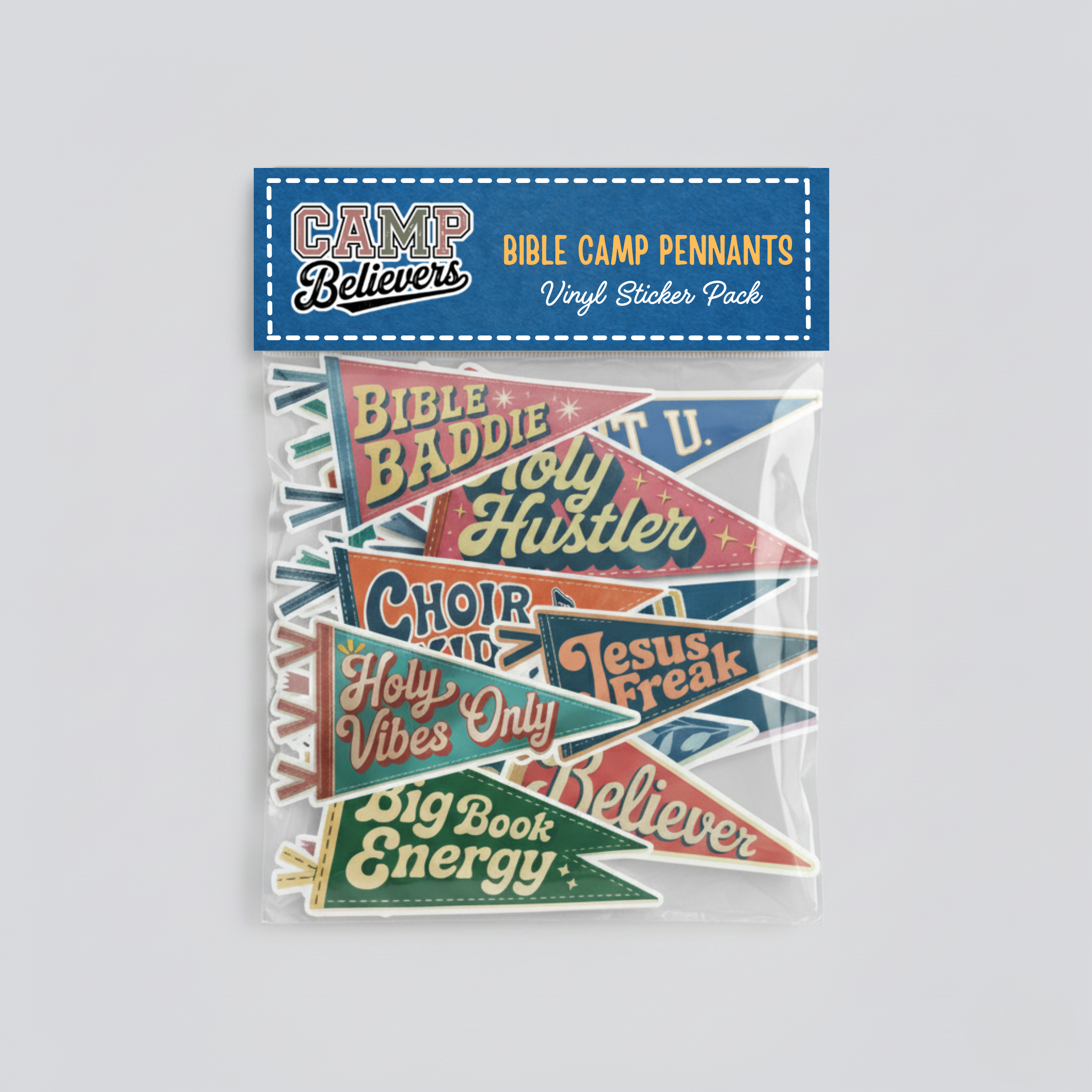 Bible Camp Pennants Sticker Pack - 12 pc.