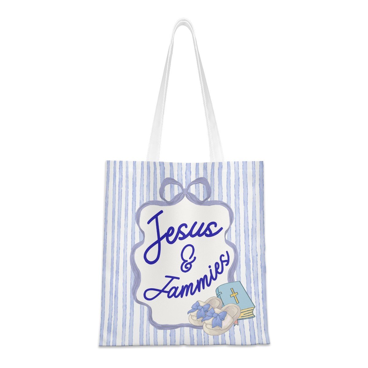 Jesus & Jammies Coquette Bible Study Tote Bag - Blue