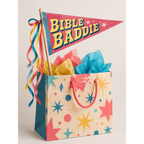 Bible Baddie pennant displayed in gift bag, Holy Smoak Studios wholesale Christian retail merchandising