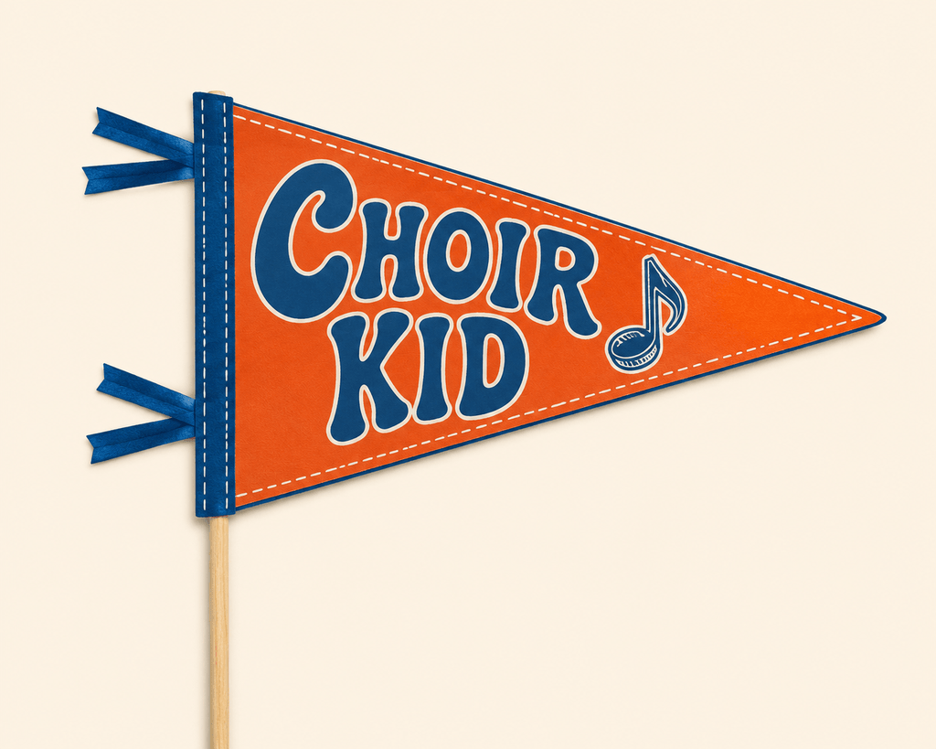 Holy Smoak Studios Choir Kid finished pennant on a stick, Camp Believers wholesale Christian retail product