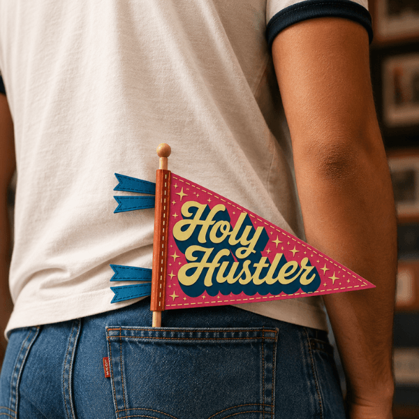 Holy Hustler finished pennant worn as accessory, Holy Smoak Studios Camp Believers wholesale faith-based product