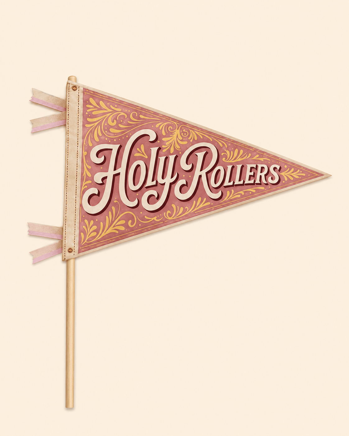Holy Smoak Studios Holy Rollers finished pennant on a stick, Camp Believers wholesale Christian retail product