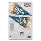 Holy Smoak Studios Jesus Glow Camp Believers cut and sew fabric panel, wholesale Christian giftware, 18x30 inches