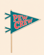 Holy Smoak Studios Pew Crew finished pennant on a stick, Camp Believers wholesale faith-based retail product