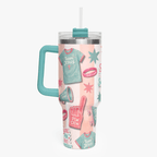 Holy Smoak Studios Pew Crew Camp Believers 40oz tumbler teal handle, wholesale Christian faith lifestyle drinkware