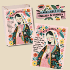 Holy Smoak Studios Faith Folklorico Ave Maria card displayed with envelope, wholesale Catholic gift, available in English and Spanish