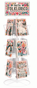 Holy Smoak Studios Faith Folklorico collection display for cards, retailer display stand, wholesale Catholic gift