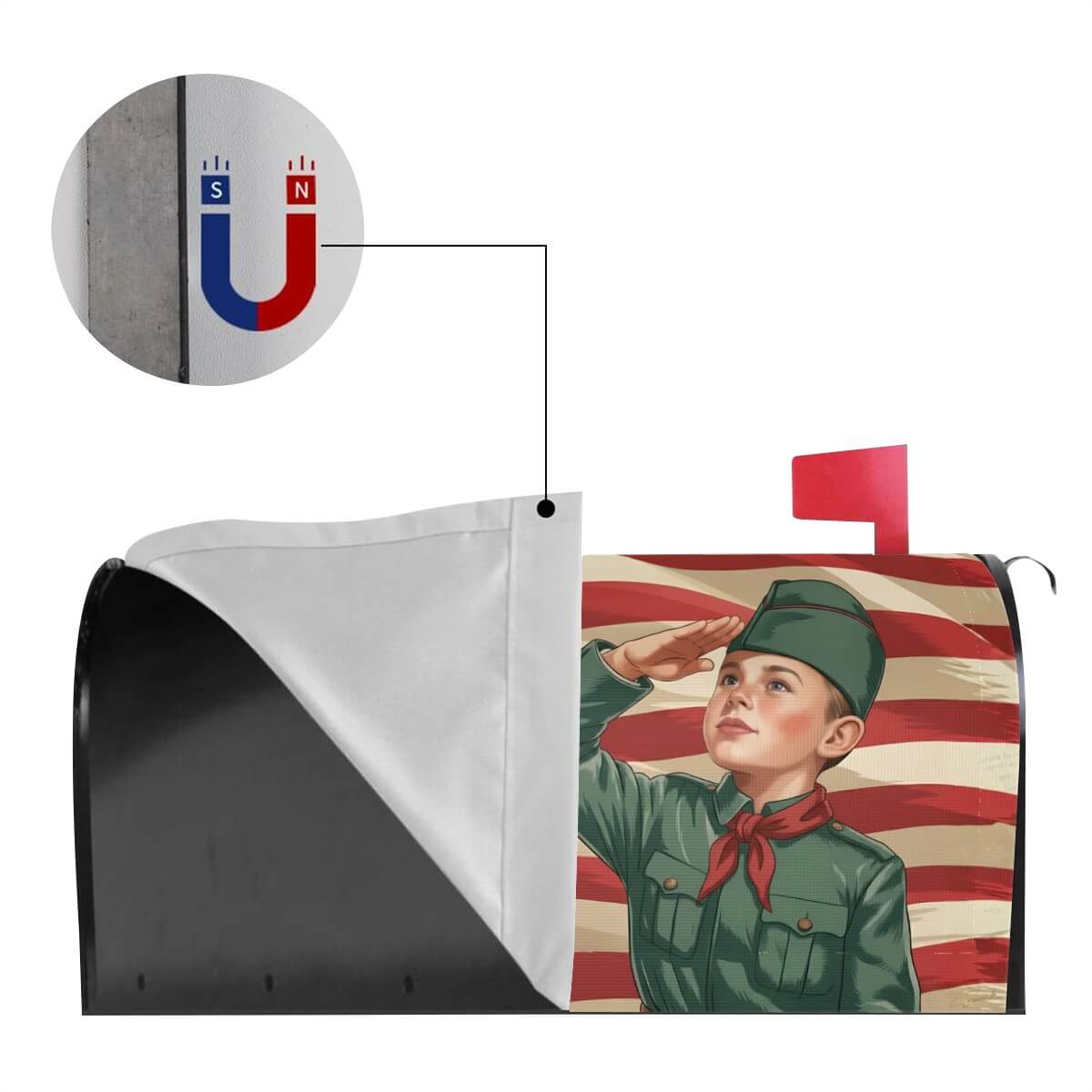 Holy Smoak Studios Land of the Free because of the Brave magnetic mailbox cover magnet and fit detail