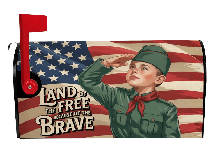 Land of the Free Land of the Free because of the Brave patriotic mailbox cover left view, Holy Smoak Studios wholesale
