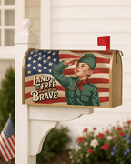 Holy Smoak Studios Land of the Free because of the Brave patriotic mailbox cover on mailbox post, wholesale Christian décor