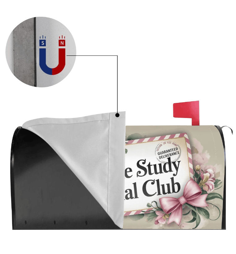 Holy Smoak Studios Bible Study Social Club Bows magnetic mailbox cover magnet detail