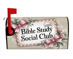 Bible Study Social Club coquette bows floral mailbox cover on black mailbox, Holy Smoak Studios wholesale