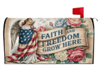 Faith and Freedom Grow Here patriotic magnetic mailbox cover right view, Holy Smoak Studios wholesale Christian décor