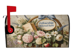 Fellowship Offered Here cottagecore floral mailbox cover left view, Holy Smoak Studios wholesale