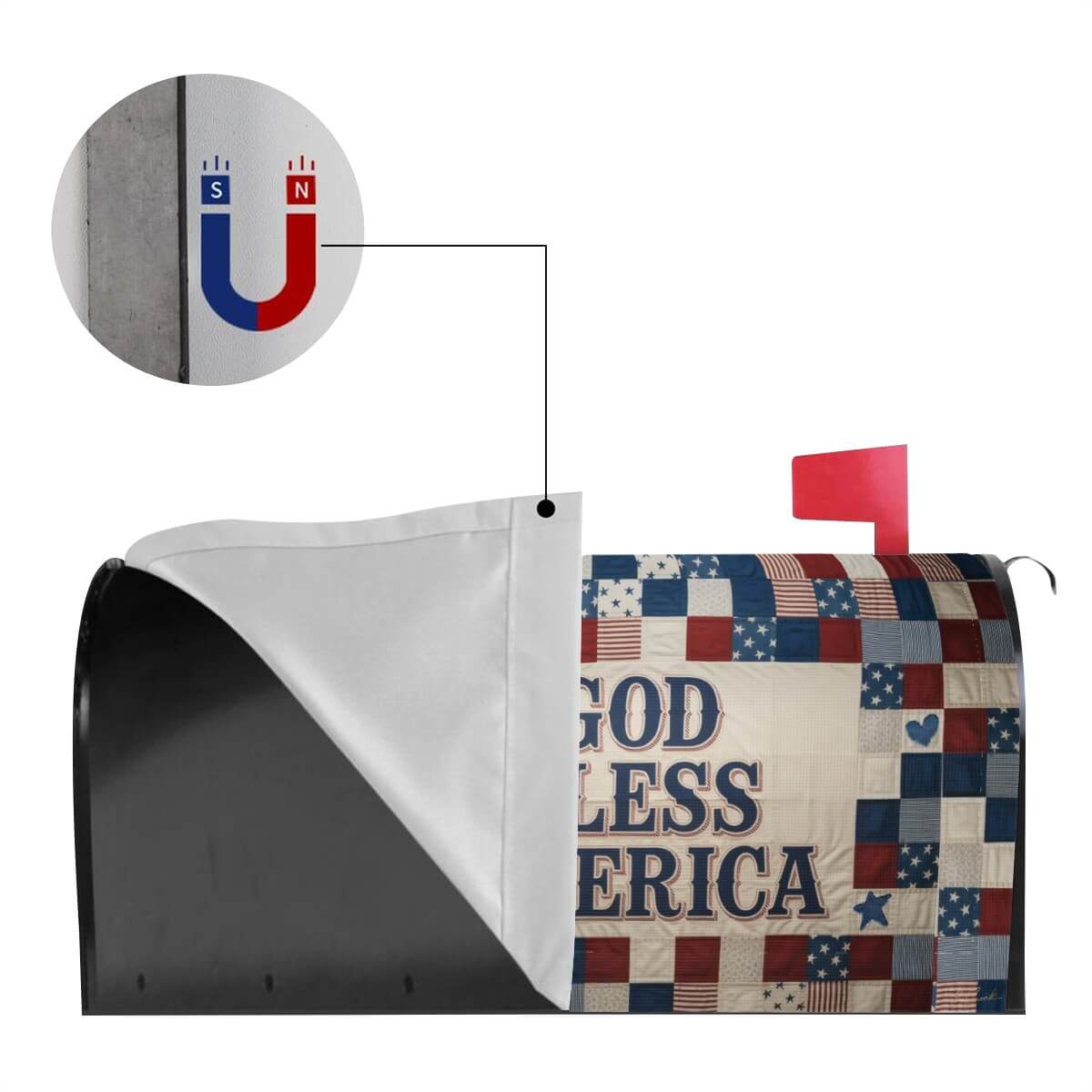 Holy Smoak Studios God Bless America magnetic mailbox cover magnet and fit detail