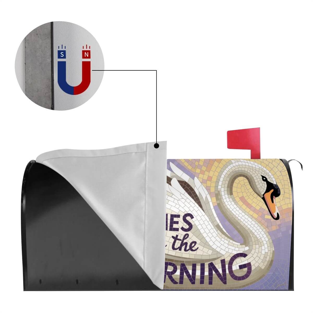 Holy Smoak Studios Joy Comes in the Morning magnetic mailbox cover magnet detail