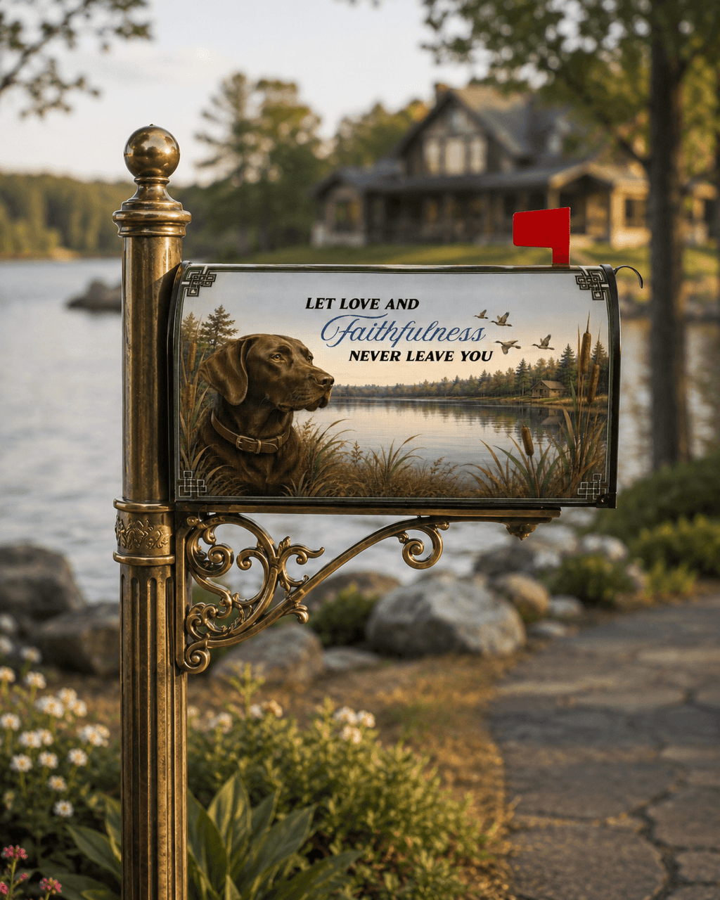 Holy Smoak Studios Let Love and Faithfulness Never Leave You lake lodge magnetic mailbox cover, wholesale